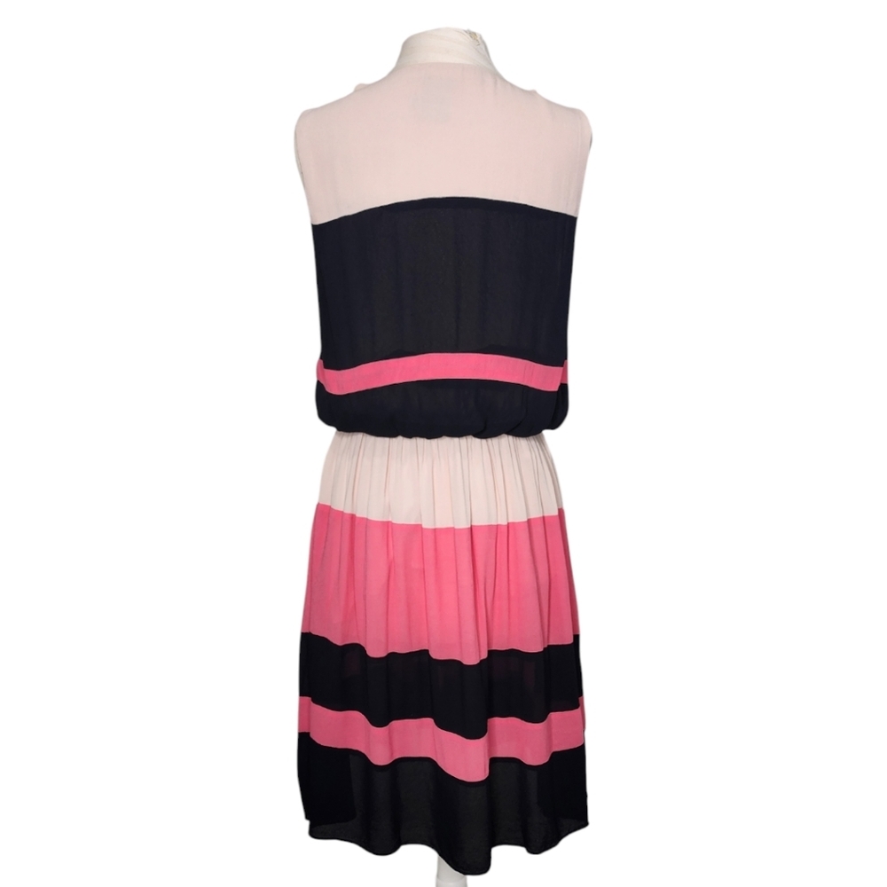 Taylor Stripped V- Neck Sleeveless Black / Pink Dress Sz 12 - Picture 3 of 8